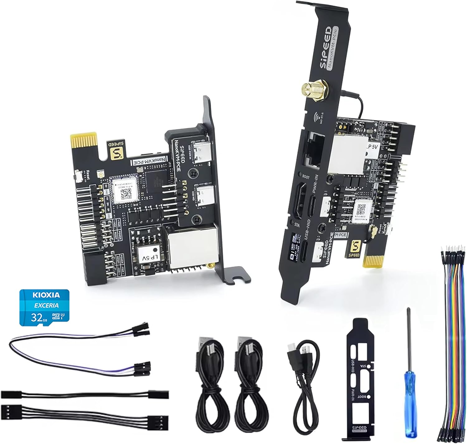 Sipeed NanoKVM IP-KVM Mini Remote Control Operations Maintenance Server, 1TOPS NPU 1GHz C906 RISC-V Linux Single Board Computer, with HD-MI 100M Network Connection (NanoKVM-PCIe ETH)