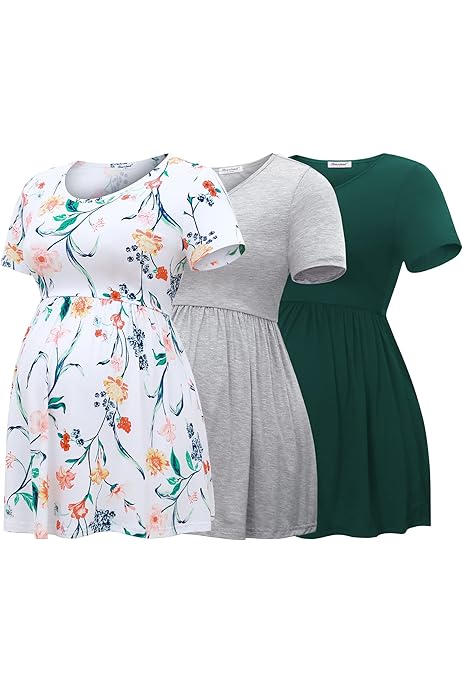 Maternity Shirts Sosolism Pack Nursing Top Summer Short Sleeve