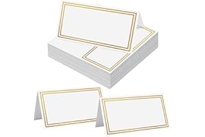 YHTCC 25PCS Table Place Cards, Name Cards for Table Setting with Double Gold Border, Place Cards for Table Setting for Wedding, Birthday, Dinner, Party (Gold)