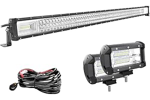 Willpower Barra LED 132cm 52 Pollici 675W + Fari LED 13cm 5 Pollici 72W + Cablaggio 12V 24V Faretti LED Faro da Lavoro LED Barra Luci LED per Fuoristrada Auto Trattore Camion 4x4 Barca ATV