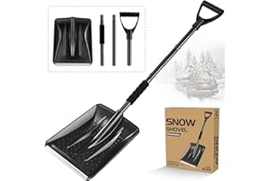 SHOWVIGOR Snow Shovel for Car Driveway, Snow Shovels for Snow Removal, Lightweight Portable Adjustable Large Capacity Shovel Perfect for Garden, Camping, Snowman Playing and Emergency(New Upgrade)