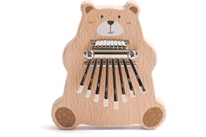 OESSUF Bär Kalimba Daumenklavier mit Liederbuch, 8 Tasten Holz Musikinstrument, Fingerpiano Instrument, Geschenk für Kinder und Erwachsene, Anfänger