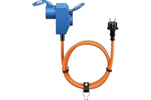 goobay Kabel adaptera CEE do przyczepy kempingowej, 1,5 m, wtyczka ze stykiem ochronnym do 90° CEE i gniazdkiem ochronnym ze stykiem ochronnym z nasadkami zamykającymi, kabel kempingowy, samochód