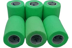 PintoMed - Bandage Cohésif - VERT NEON - 6 Rouleaux x 7,5 cm x 4,5 m Autoadhésif, Flexible Bandages, Premiers Secours Sports Wrap Bandage
