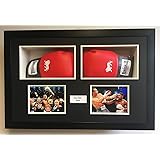 Kwik Picture Framing Ltd Frame Display Case For 2 Signed Boxing Glove, photos and title- frame colours- black mount with white lip