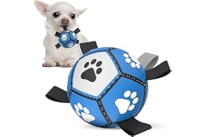 HETOO Juguetes interactivos de fútbol americano para perros con pestañas de agarre, bolas de agua duraderas para razas pequeñas y medianas, para interiores y exteriores, azul y gris (5 pulgadas)