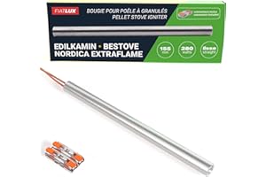 FIATLUX Bougie Poêle à Granulé Edilkamin/Bestove/Nordica Extraflame - Bougie Allumage 155mm - 280W - Filetage 3/8 - Pièce d'origine - Clips de connexion inclus - FL-0005