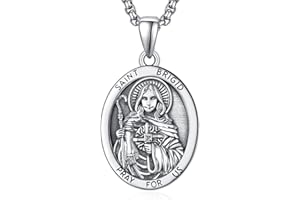 ADMETUS 925 Sterling Silver Patron Saints Medal | Protection Necklace Amulet Jewellery Religious Gifts for Men with 2.5mm 22"+2" Rolo Chain