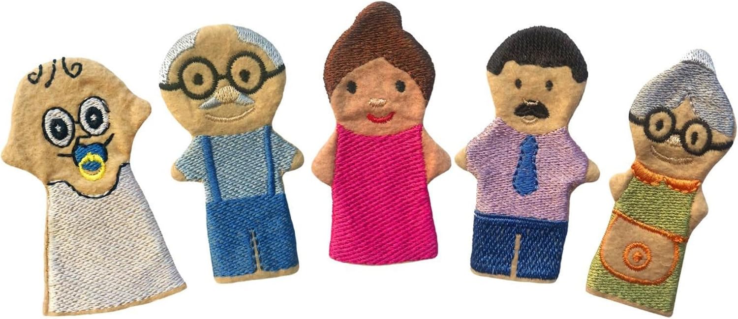 Juego de marionetas de dedo para familia amorosa, 5 piezas, a partir de 6 meses, coloridas muñecas de fieltro para bebés y niños pequeños, rollos familiares juguetones, juguetes educativos de fieltro