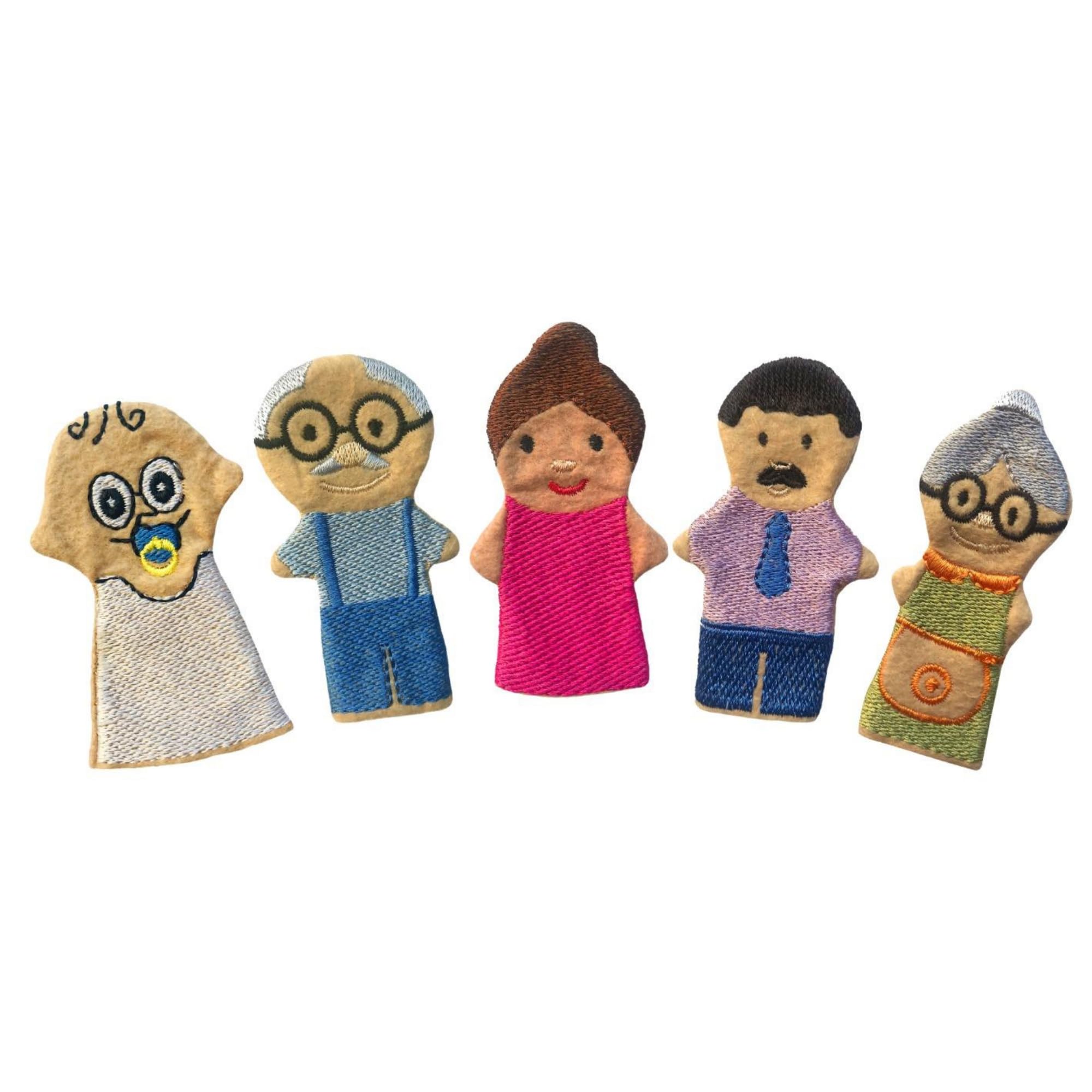 Juego de marionetas de dedo para familia amorosa, 5 piezas, a partir de 6 meses, coloridas muñecas de fieltro para bebés y niños pequeños, rollos familiares juguetones, juguetes educativos de fieltro - 1