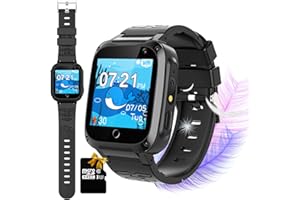 Retysaz Kids Smart Watch 16 Game Smart Watch for kids pedometer HD Cameras pedometer Smartwatches for Children 3-14 Gifts To Girls Boys Electronic Learning Toys(Black)
