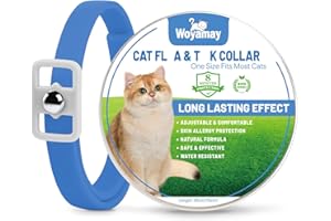 WOYAMAY Cat Collars, Adjustable Collar for Cats Kittens, Soft Comfortable Waterproof Collar with 32 Weeks Protection for Small Medium Large Cats, Blue 1pack