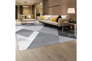 HOMFINE Tappeto Moderno-Tappeto Lavabile per Soggiorno Tappeto a Pelo Corto Tappeto per Camera da Letto Soffice Tappeto Antiscivolo Tappeto per Sala da Pranzo Tappeto Geometrico 200 x 300 cm Grigio