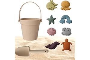 CHSEEO Jeux de Plage, Plage Bebe en Silicone, Jouet de Plage Enfant, 8 Pièces avec Seau Plage Pliant, Modèle Animal, pour Bac a Sable Intérieur Extérieur Jouets de Jardin