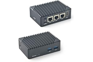 WAYPONDEV FriendlyElec Nanopi R5S Mini routeur OpenWRT avec trois ports Ethernet LPDDR4X 4 Go de RAM Basé sur RK3568 Soc pour IOT NAS Smart Home Gateway Prise en charge Linux Ubuntu (avec boîtier en métal CNC)