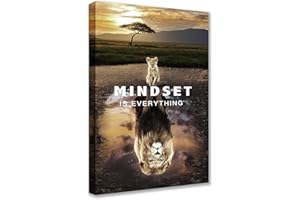 WALARKY Poster de motivation de style nordique sur toile « Mindset is Everything Move Forward » pour salon, chambre à coucher, bureau, décoration d'intérieur encadrée, prête à être accrochée, 40,6 x 61 cm