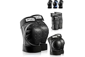 IPSXP Ginocchiere per bambini dai 3 agli 8 anni, set di protezioni 6 in 1, per bambini e adulti, per rollerblading, pattinaggio, skateboard, scooter, ciclismo (M/L/XL)