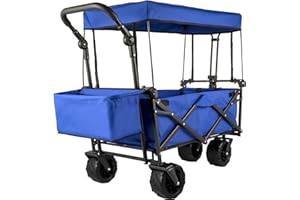 VEVOR Carrello Pieghevole Blu Impermeabile con Tetto da 98,7x54,3x98,5 cm, Carello Portatile con Baldachino Pieghevole capacità 100 kg, Rimorchio per la Spesa Adatto per Traslocchi, Campeggi e Viaggi