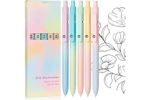 ‎KERIFI KERIFI Gelschreiber, 5 Stück 0,7 mm Einziehbare Gelstifte Schwarz Tintenstifte, Gel Kugelschreiber Pastell, Glatte Schreibstifte, Aesthetic Schreibtisch Stuff für Büro Schule