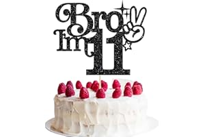 Gyufise 1Pc Brother I'm 11 Cake Topper Glitter Happy 11th Birthday Cake Pick Bro I'm 11 Cake Decoration It's My 11th Birthday Decorations for Boys Cheers to 11 Years Old Birthday Party Supplies Black