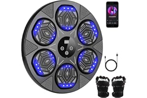 LISHETIMIG Music Boxing Machine,Boxing Machine Wall Mounted,Smart Bluetooth Boxing Trainer with LED Light Bluetooth,7 Speed Modes,Boxing Gloves for Adults Kids Exercise in Home,Office,Gym