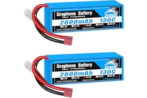 YOWOO POWER Yowoo 2PCS RC Batteria 4S 14.8V 2600mAh 130C Grafene Lipo con Deans T Plug per RC Evader BX Auto Camion Truggy RC Aereo Elicottero Quadcopter UAV Drone FPV Veicolo da corsa Barca