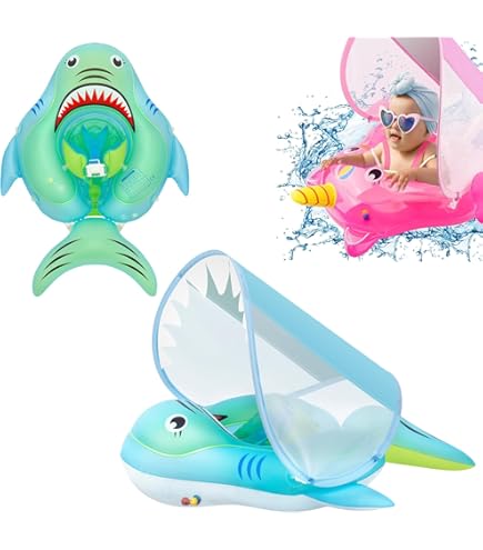 WayEee Baby Pool Float With UPF50 Canopy - Inflatable Swim Float - View #10