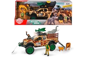 DICKIE TOYS Dickie Wild Park Ranger Ford Raptor in Scala 1:24, 25 cm, Luci & Suoni, Parti apribili, Inclusi Personaggio, Animali e Accessori, + 3 Anni, 203837016