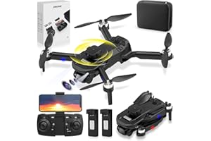 CQWLKEJ Drone with Camera for Adults Kids - 1080P FPV Dual Camera Drone with Carrying Case, Foldable Drone for Boys Girls with 2 Batteries, Headless Mode, One-key Start, 3D Flips