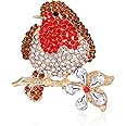 GFM® Robin Brooch with Sparkly Diamantes - Mother's Day, Valentine's Day, Birthday, Christmas (Brch-DMT-RN)