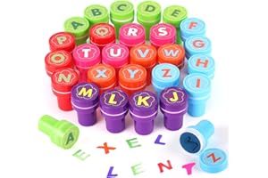 Diealles Tampons à Encre Auto-encrage, 26pcs Alphabets Auto Encrage Timbres pour Enfants