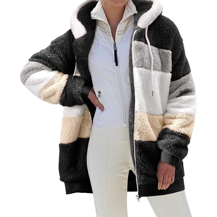 Veste Femme Polaire Chaud Sweat à Capuche ZippéE à Capuche Doublure Hoodies Sweatshirt Hiver Manteau En Peluche ÉPaissir Doux Chic Ample DéContractéE Outwear Blouson Chaud Automne Hiver Cadeau Femme