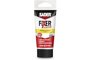 SADER FIXER Sin perforar Acabado Interior – Sellador de pegamento acrílico, toma rápido, mantenimiento fuerte, rellena las irregularidades hasta 5 mm, se puede pintar, beige, tubo de 70 g