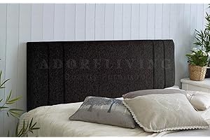 SERENITY HEADBOARDS Divan Bed Headboard Rio Padded Chenille Fabric with Supplied Struts and Bolts (Black, Double 4 FEET 6 INCHES)