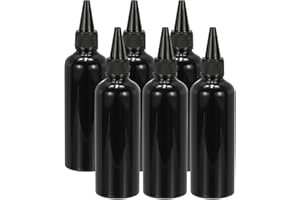 PATIKIL Kunststoff-Applikatorflasche, 6 Stück 3,4 Unzen (100 ml) Auslaufsichere nachfüllbare leere Spenderflasche mit Drehverschlusskappe für Haarfarbe, Tinte, Schwarz