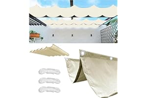 WOACE Toldo Vela de Sombra Retráctil Impermeable 5x2.5M(AxL) Ondulada Toldos Exterior Protección Rayos UV Resistente al Desgarro para Terraza Balcon Exteriores Jardín con Ojales y Cuerdas Crema