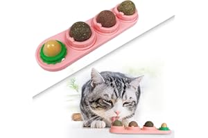 FIPASEN Jouets de Boule d'herbe à Chat, 4 Pièces Comestibles Cataire de Chat Jouets, pour Chats Nettoyage des Dents, Le jouet de Boule de Collation pour Chat Rotatif Contient de l'herbe à Chat/ Sucre (Rose)