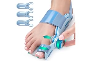 Tech Love Orthèses pour Hallux Valgus Plaque De Fixation Pour Hallux Valgus Avec 3 Angles De Fixation Différents Attelle Pour Orteils Séparateur D'orteils Jour Et Nuit Unisexe Bleu
