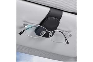 YUANJIASHUN YAO Glasses Clip for Car, Sun Visor Sunglasses Holder Clip Organizer Eyeglasses Mount with Card Clip for Car Sun Visor Magnetic Adsorption Leather Glasses Hanger, Black