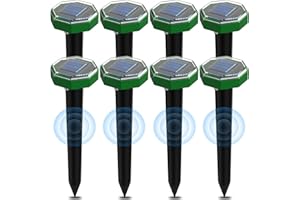 GZAODAO Scaccia Talpe Ultrasuoni Solare 8 Pezzi, Repellente Talpe Ultrasuoni Solare con IP65 Impermeabile, Dissuasori per Talpe,Anti Talpe,Gopher, Serpenti
