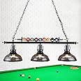 Pool Table Lights, Creative E27 Billiard Chandelier Pendant Light Wrought Iron Ceiling Lighting Fixture with 3 Glass Lamp Shade for Party Living Room Game Room Restaurant Cafe Tea House Bar Club
