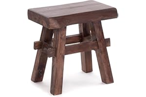 DESIGN DELIGHTS Drewniany Taboret w Stylu Vintage 40 | Lite Drewno, 43 x 45 x 27 cm (Wys. x Szer. x Gł.) | Do Siedzenia, Na Rośliny, Pomocniczy