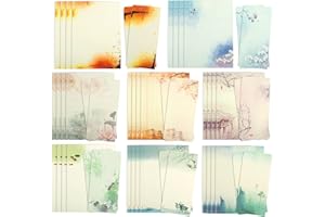 CRAZY-M Set di fogli di carta da lettere vintage, con busta, 32 fogli di carta da lettere con 16 buste, carta da lettere con motivo floreale