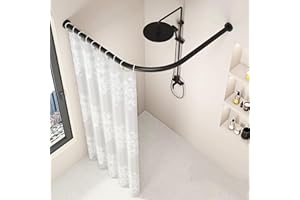 AIYLMZ Barra de cortina de ducha sin perforaciones, barra de ducha ajustable en forma de L de acero inoxidable, soporte de riel para cortina de ducha, adecuado para vestidores de baño(75-95 x 75-95 cm)
