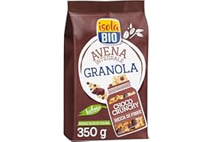 Isola Bio Granola Crunchy al Cioccolato con Riso Soffiato e Crusca, Ricca di Fibre, 100% Ingredienti Naturali, per Vegani e Vegetariani, Formato 350gr