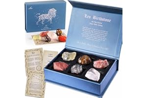 Faivykyd Leo Birthday Crystals Set, Natural Healing Crystals for Women, Astrology Zodiac Sign Stones for Healing, Spiritual Gift for Women Men Friends