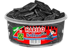 Haribo Salino Réglisses, Bonbons à la Réglisse, 150 Pièces, Boîte de 1200 gr