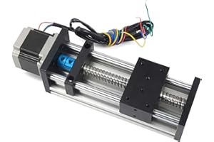 RATTMMOTOR EBX1605 300mm / 11.81" CNC Linear Stage Actuator, Double Optical Axis Linear Slide Rail and 1605 Ball Screw CNC Linear Motion Rail Guide with Nema23 Stepper Motor for DIY CNC Router Machine