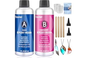TEEXPERT Epoxy Resin Crystal Clear Kit -16oz /474ml Casting Resin for Jewellery DIY Art Resin Coating Easy Cast Epoxy, with Instructions/Bonus Sticks/Graduated Cups/Beak Cover