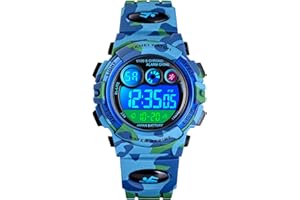 HMJIA Montre Enfant Garcon Fille pour 5-16 Ans, Montre Numérique Enfant étanche 5ATM avec Alarme/Date/Chronomètre/LED